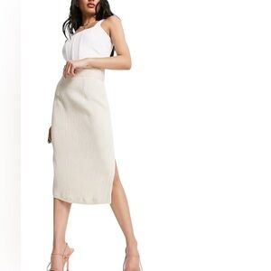 Closet London Skirt Womens Size 4 Cream Ribbed Bodycon‎ Minimalist Pencil NWT